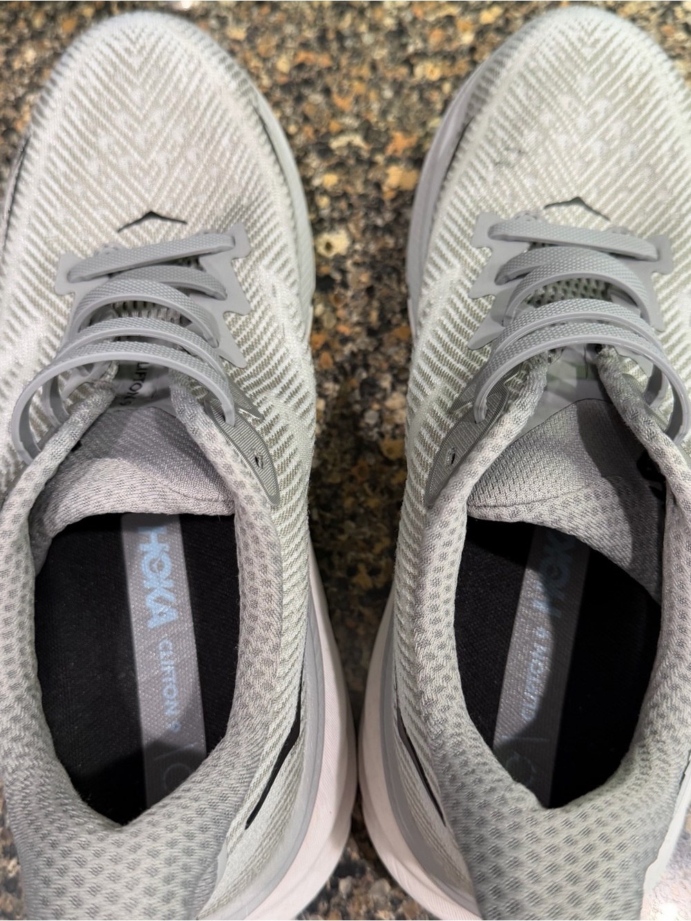 Hoka White and Light Gray Performance Running Shoes Mens 9.5 - Picture 9 of 11